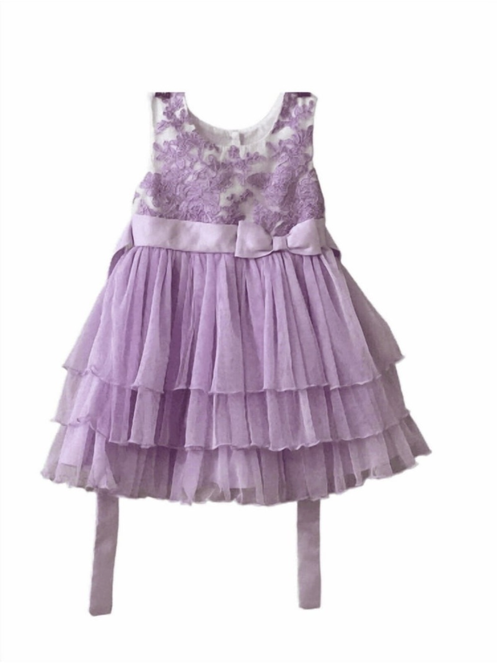 Jona Michelle Lavender Lace Bodice Tiered Tulle Dress